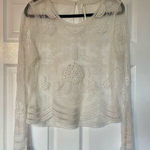 Anthropologie Cream Lace Blouse